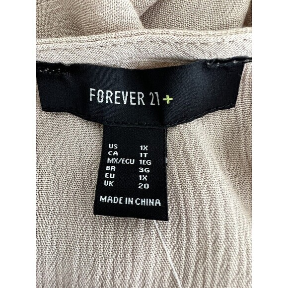 NWT Forever 21 Women's Boho Woven Loose Mid Drift Top Size 1X Tan - Picture 6 of 8